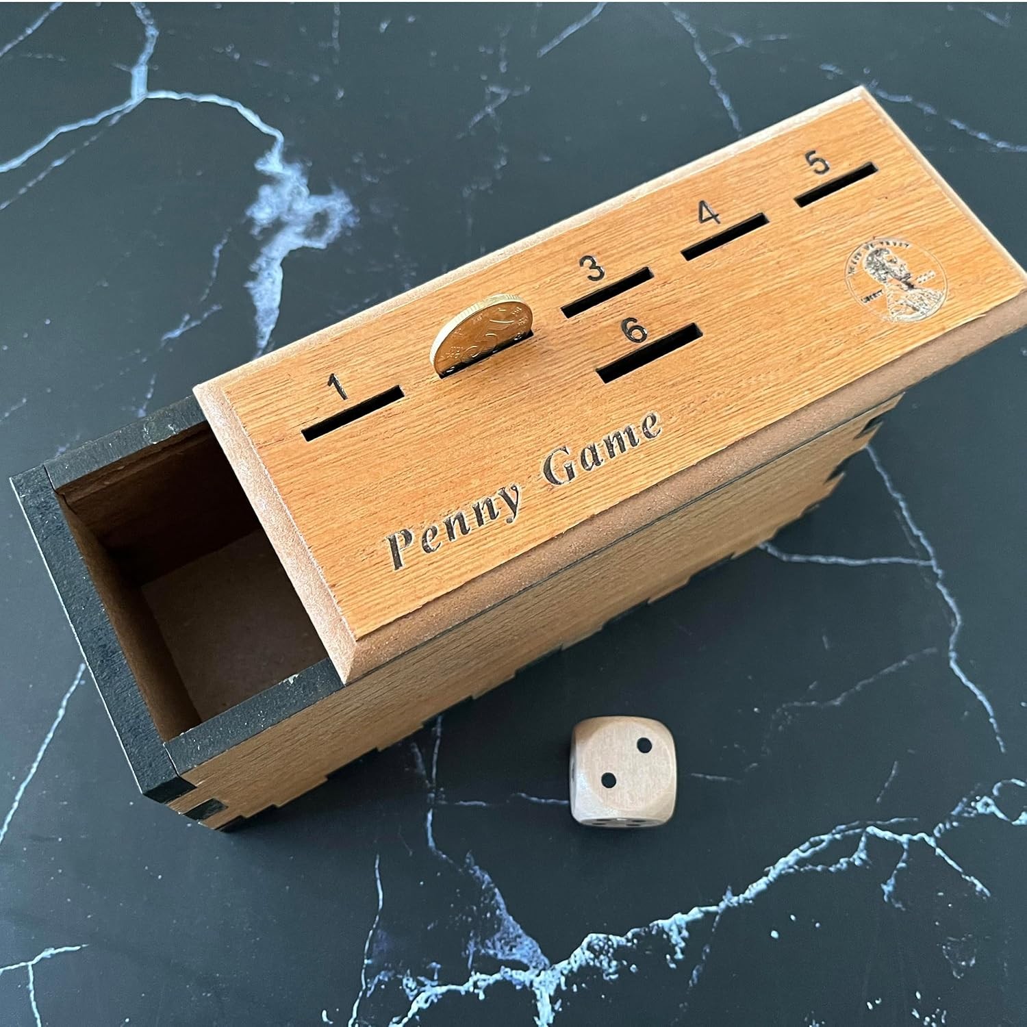 CBLKUS Penny Game, Family Fun Board Game, Drop Game Wood Box for 2-6 Players Pre