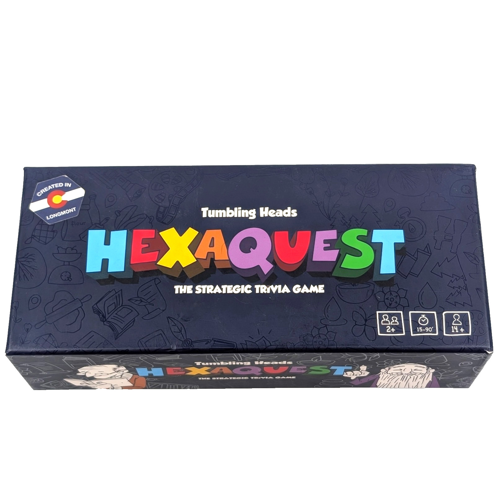 HexaQuest Strategic Trivia Game Tumbling Heads 100% COMPLETE Second Edition