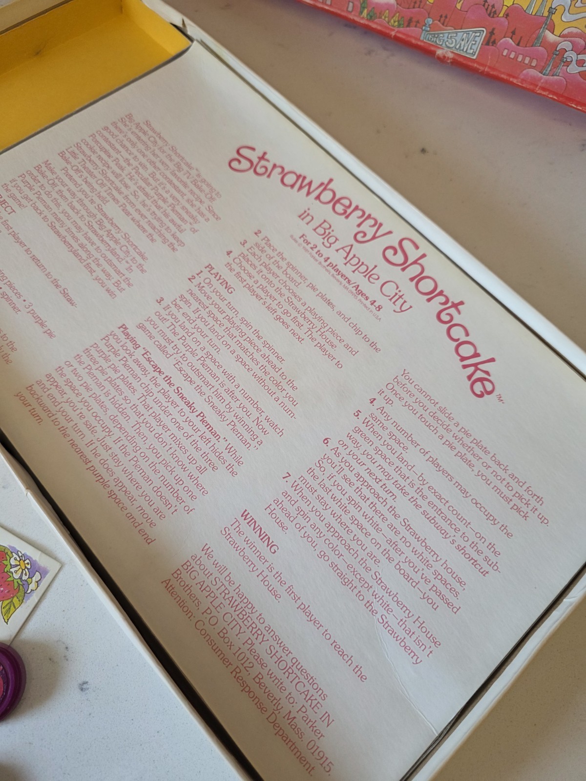 Vtg 1981 Strawberry Shortcake In Big Apple City Complete Board Game Parker Bros.