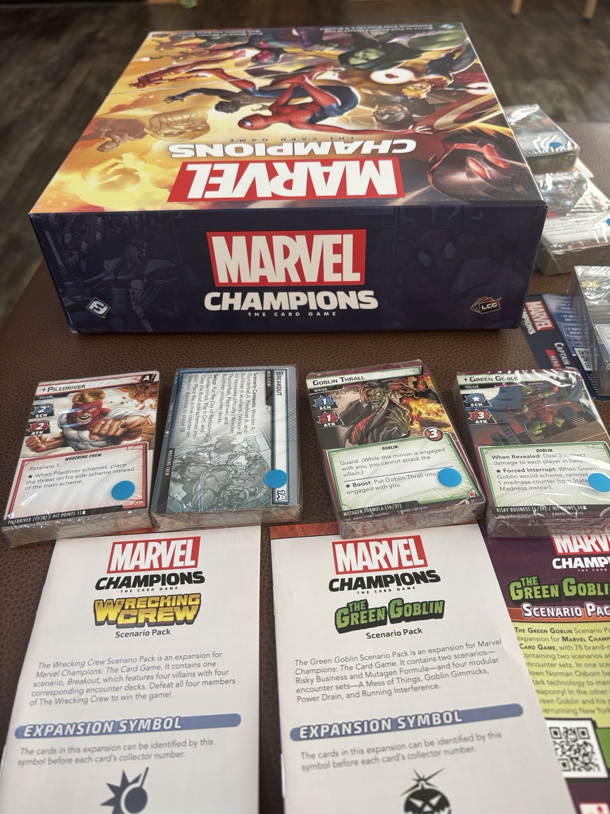 Marvel Champions Base Game + Hero Packs Captain America Thor Ms Marvel + MORE