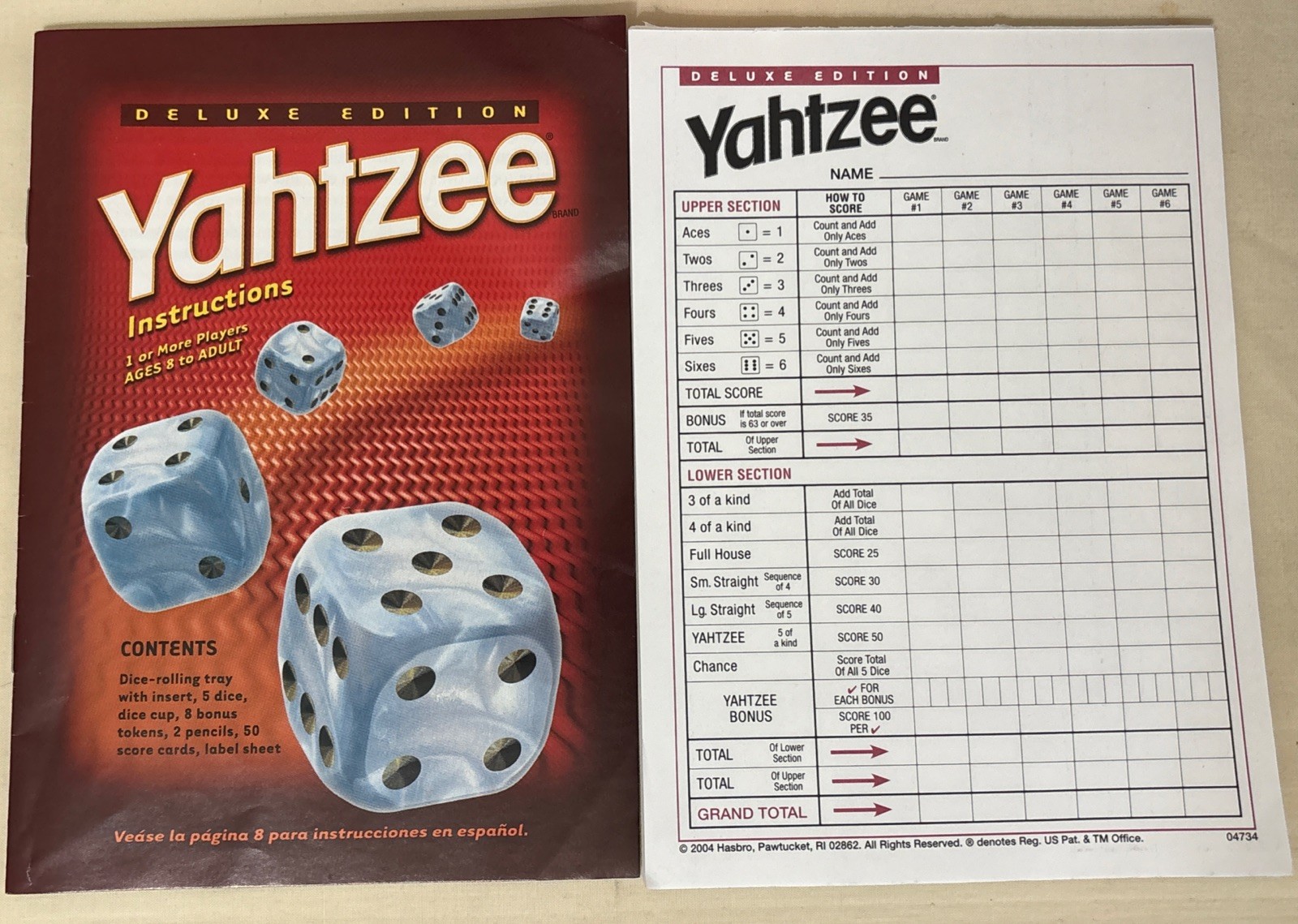 Yahtzee Deluxe Edition Board Game – Milton Bradley 1997 – Complete