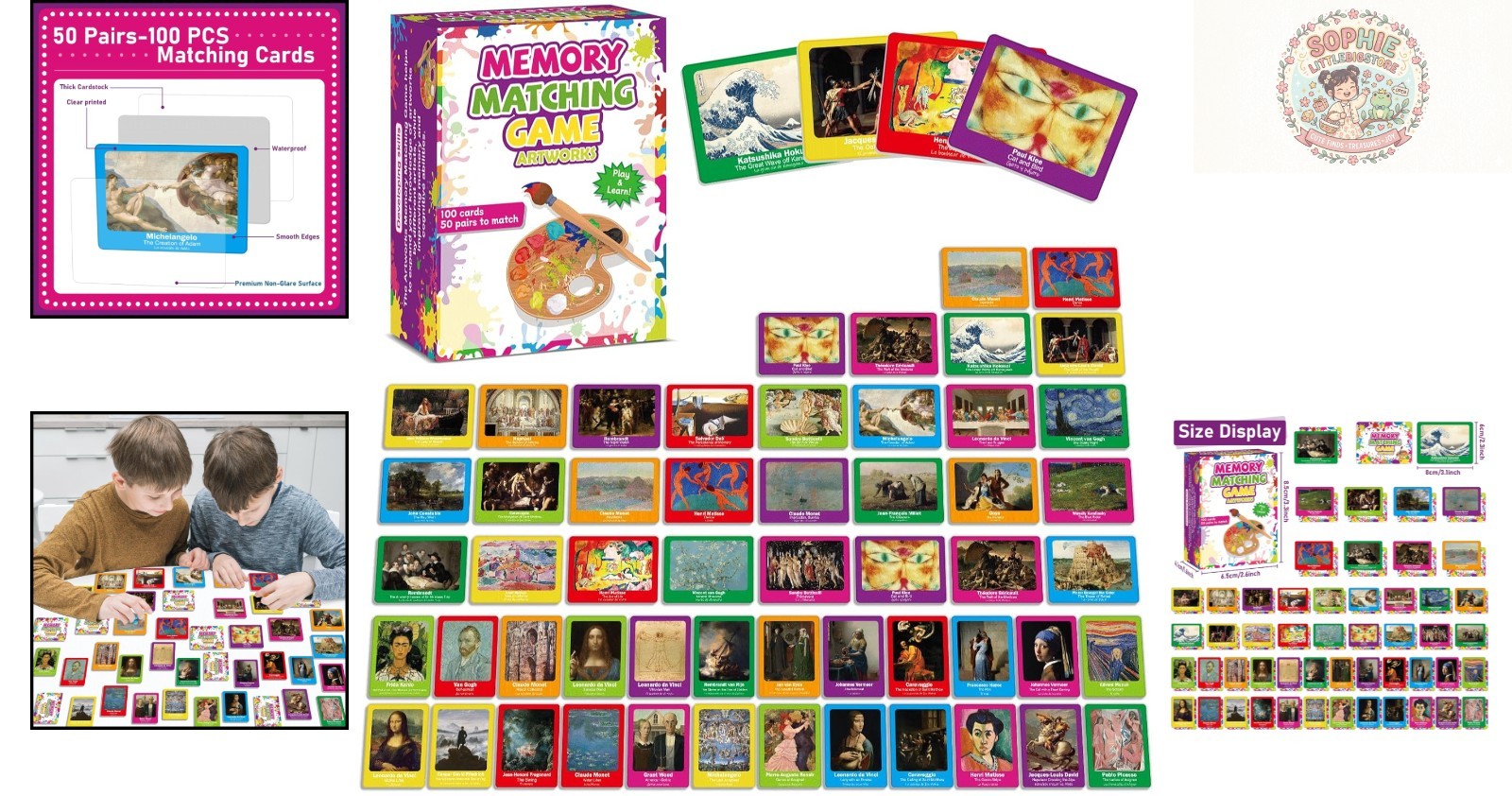 Engaging 100 PCS Famous Paintings Matching Cards for Adults – Fun & Educational