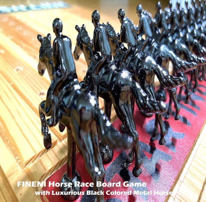 Horse Racing Board Game with Luxurious Durable Metal Horses, 11 Pieces, Black