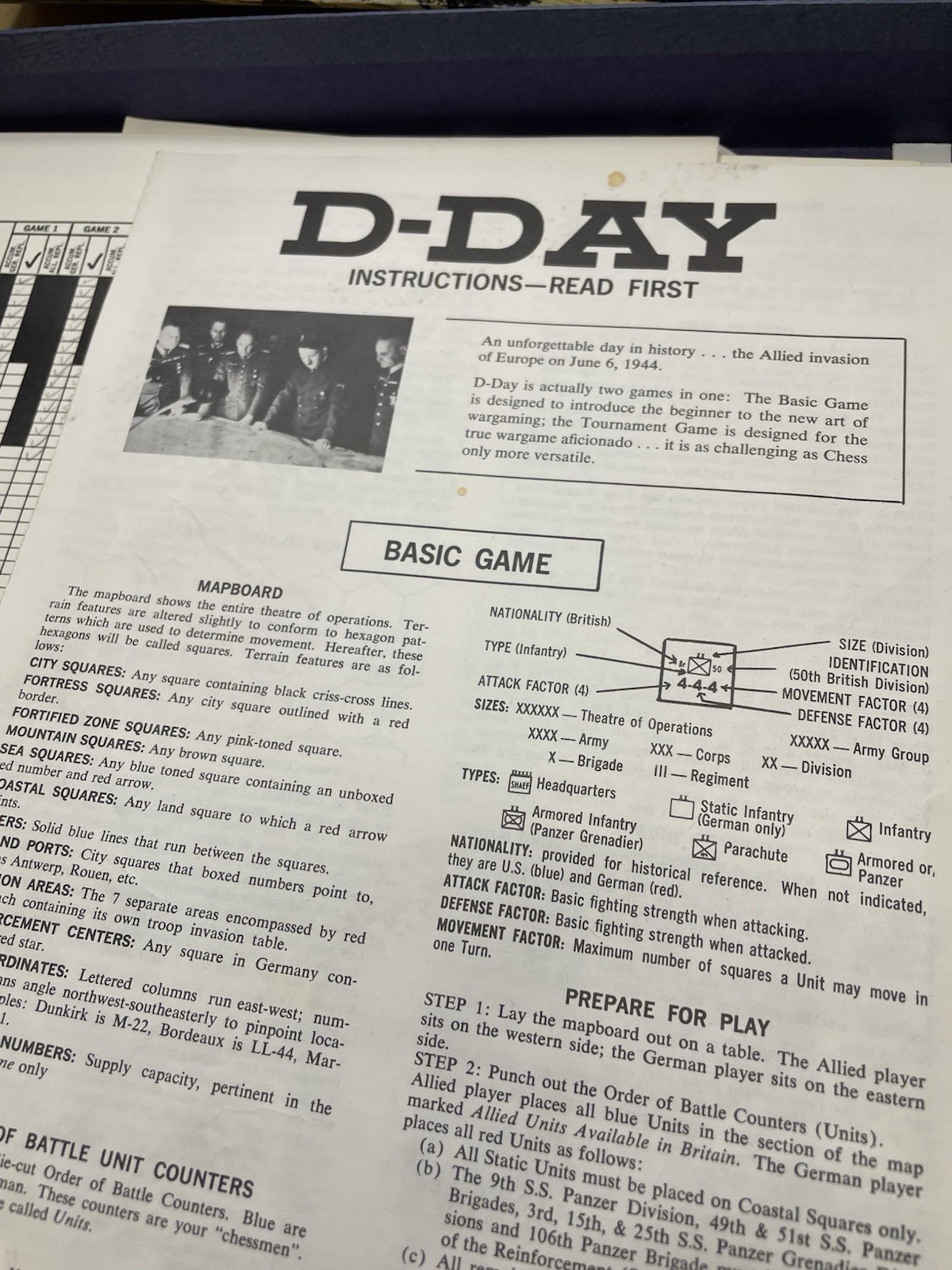 1961 Vintage Avalon Hill D-Day Invasion Board Game World War II