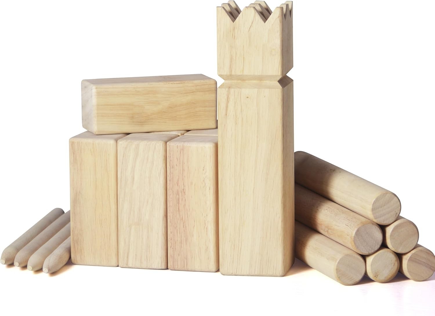 Kubb Game Set Rubberwood Viking Toss with Bag Outdoor Family Fun