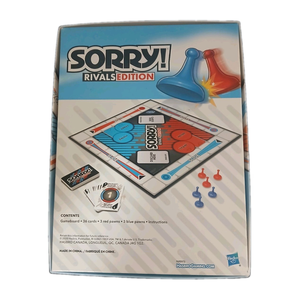 Hasbro Gaming Sorry! Rivals Edition Board Game Strategy, 2 Players, Ages 6+