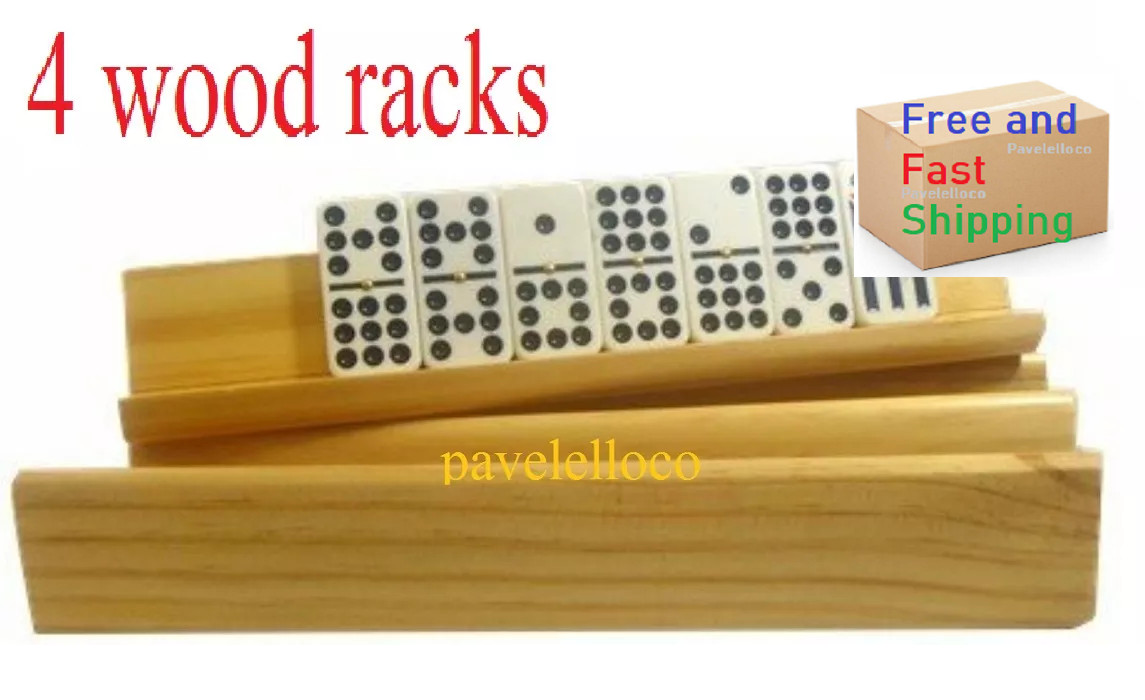 Wood Domino Trays New Set of 4 tablitas de domino doble nine fix ten tiles each