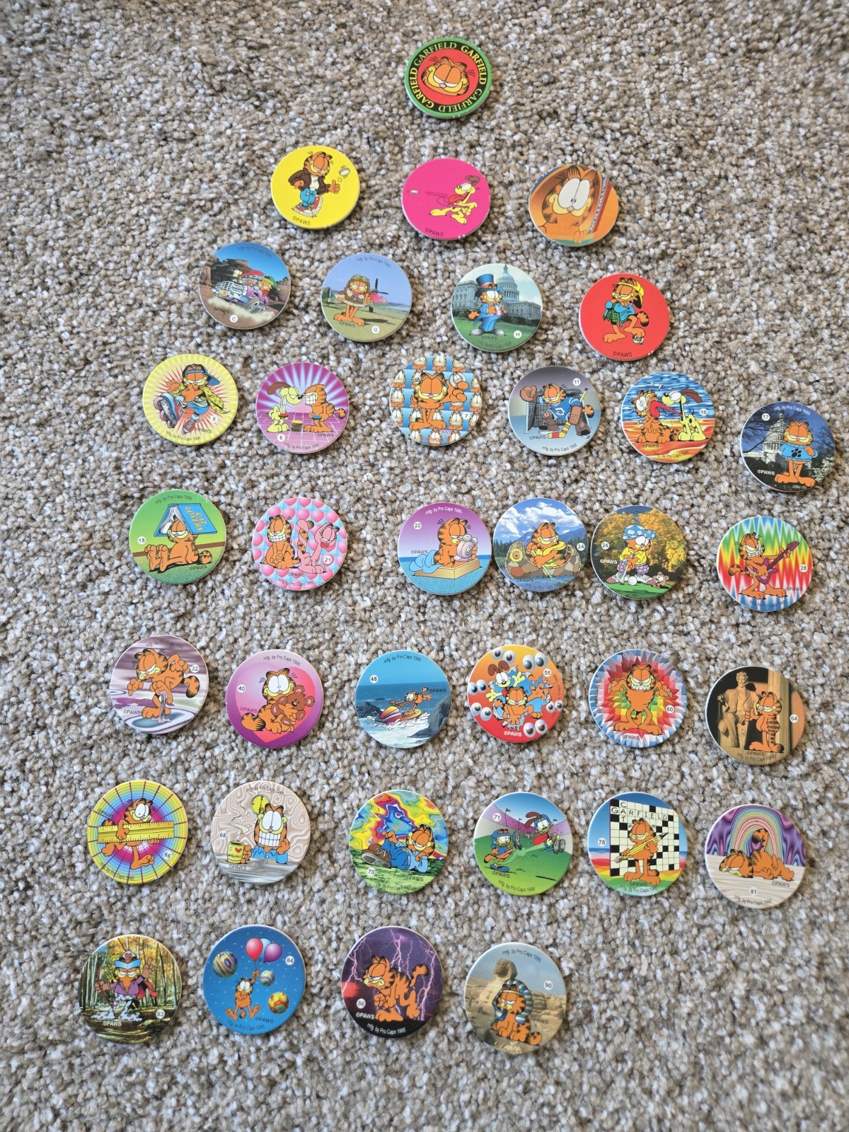 Paws Garfield Miscellaneous Vintage Pogs/Milk Caps Lot 90s Slammers