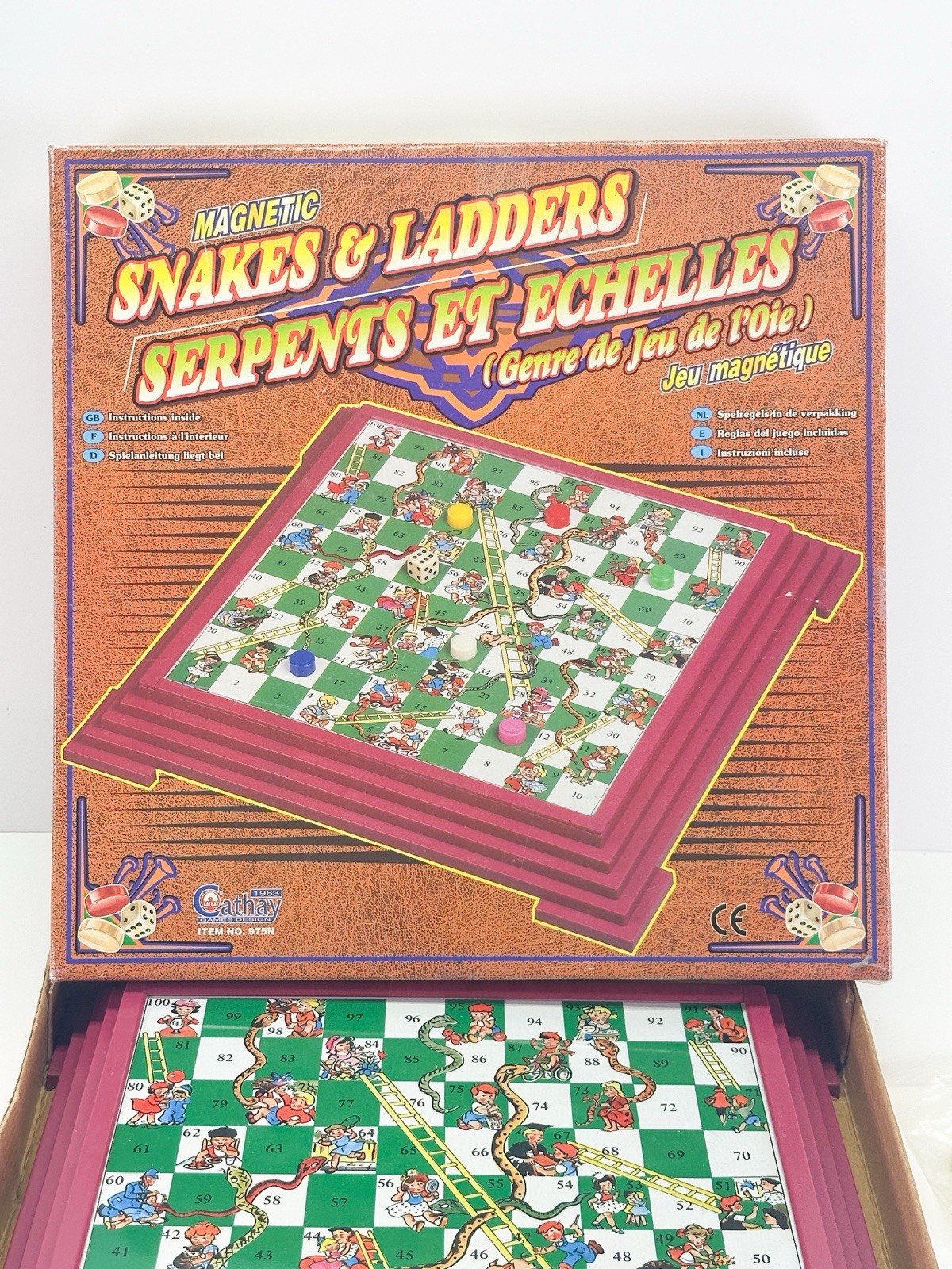 Cathay No. 975N Vintage Magnetic Snakes And Ladders Boardgame COMPLETE Travel