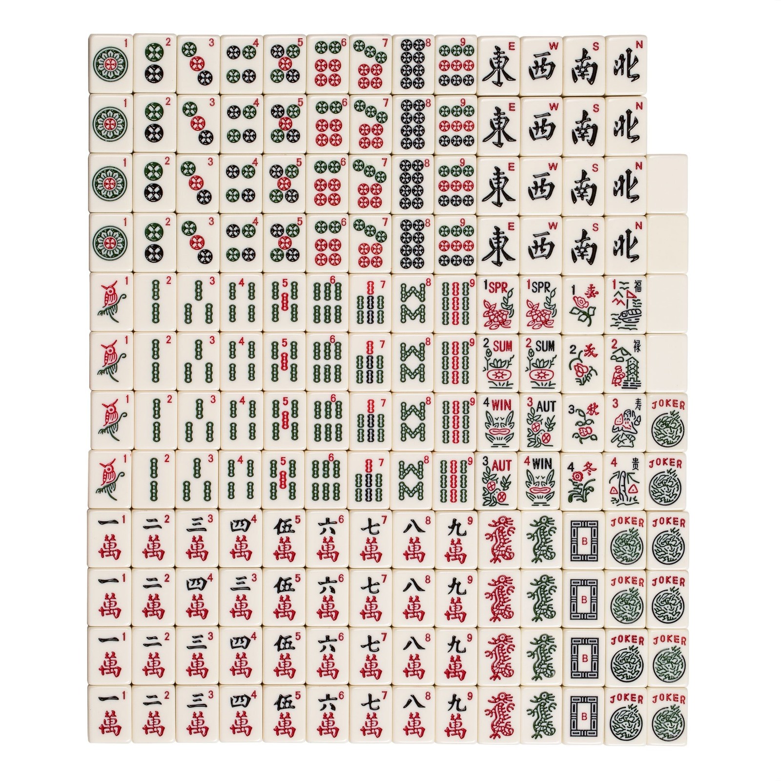 Yellow Mountain Imports Set of 166 American Mahjong Tiles, The Classic (Tiles On