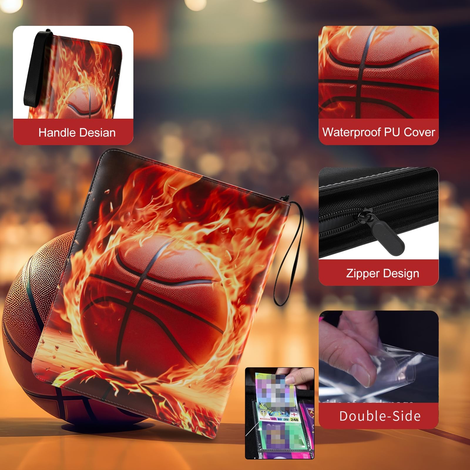 Basketball Card Binder with Sleeves, 900 Pocket 900 Pockets, Theme