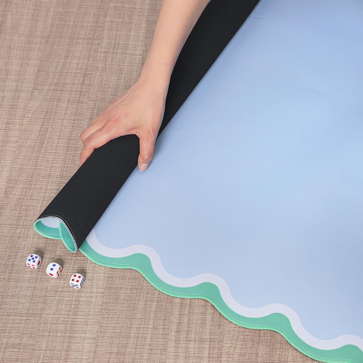 Blue Mahjong Mat 31.5″ x 31.5″ with Black Carrying Bag Anti-Slip Game Table
