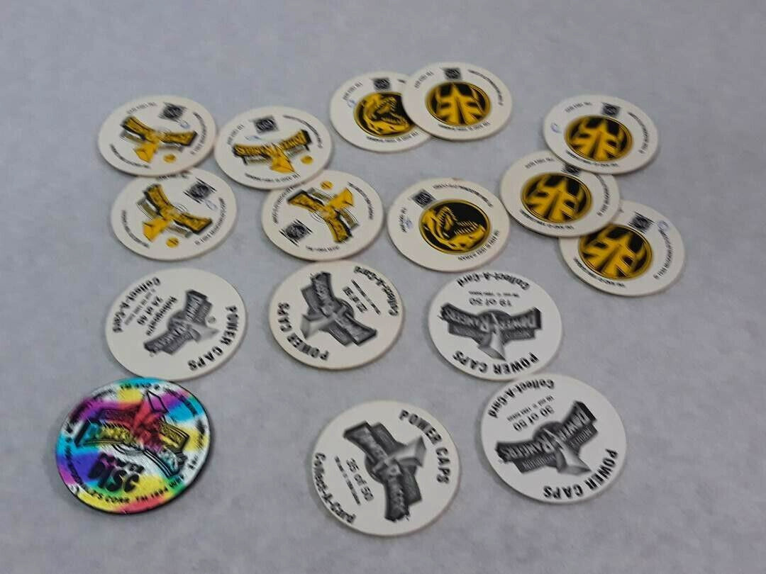 Vtg 1994 Lot of 15 Power Rangers Pogs w/ 1 Plastic Slammer ~ Ships FREE