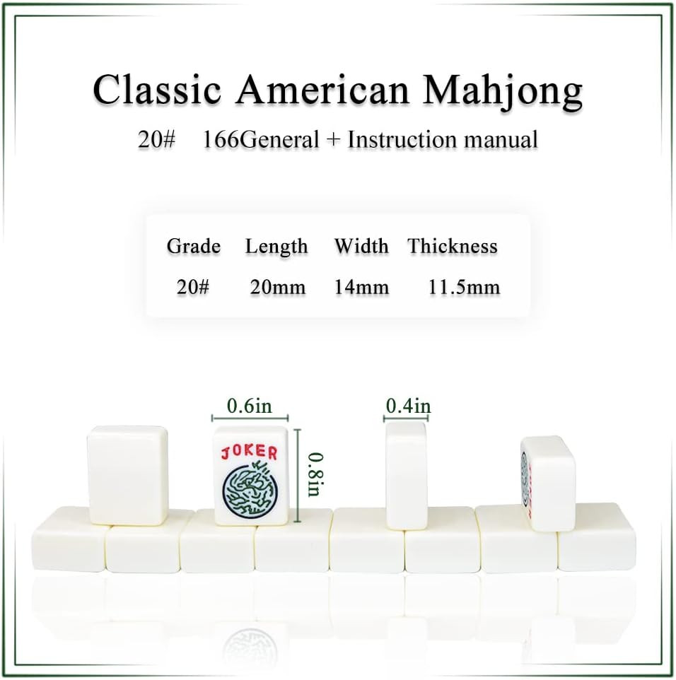 Travel Mini American Mahjong Set – 166 White Tiles Includes Jokers 0.8″ White Me