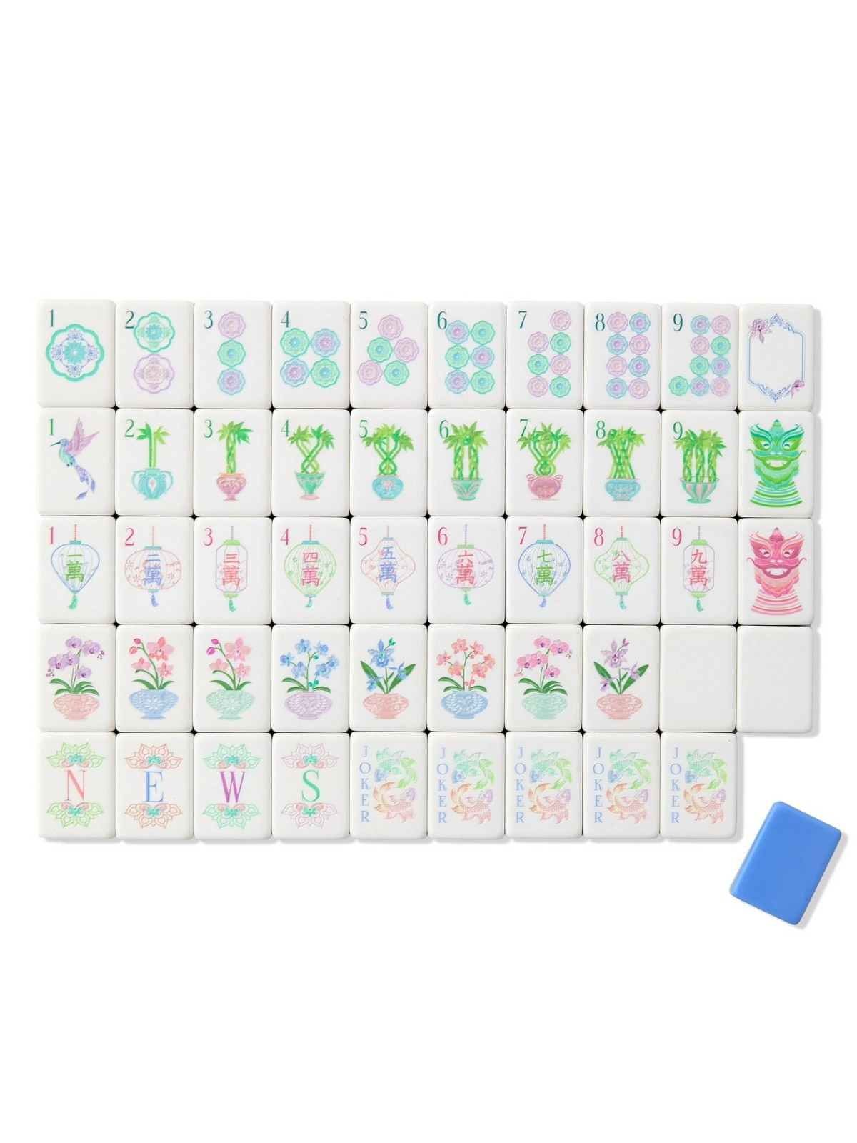 160Pcs 4-Layer Acrylic Blue Engraved American Mahjong Set fast ship