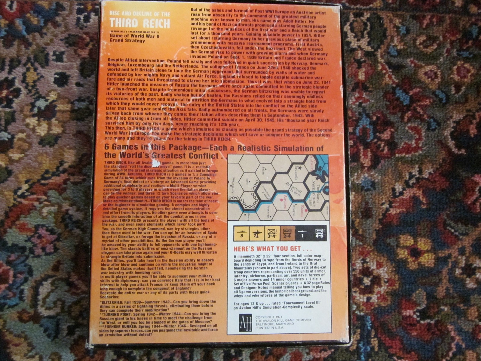 Avalon Hill, Rise And Decline of the Third Reich game, UNPUNCHED /2nd edition