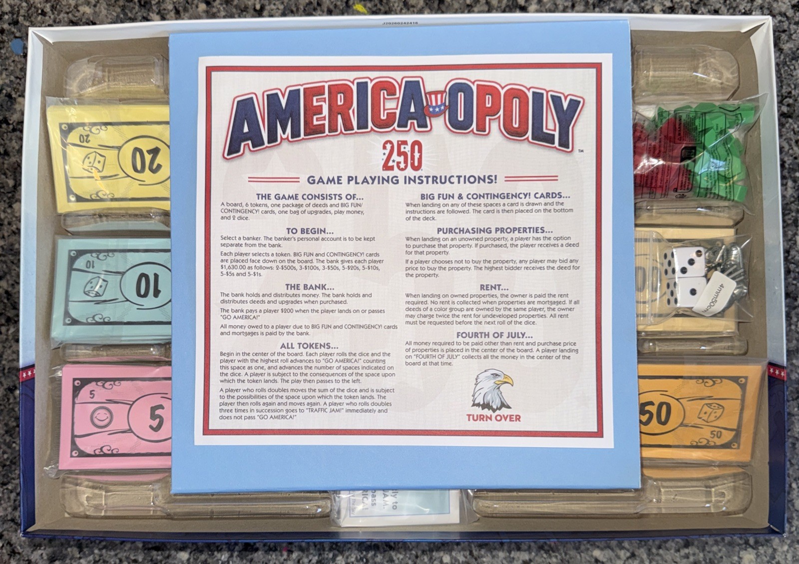 AMERICA-OPOLY 250th Board Game – 2026 For 2 to 6 players Ages 8 and up.