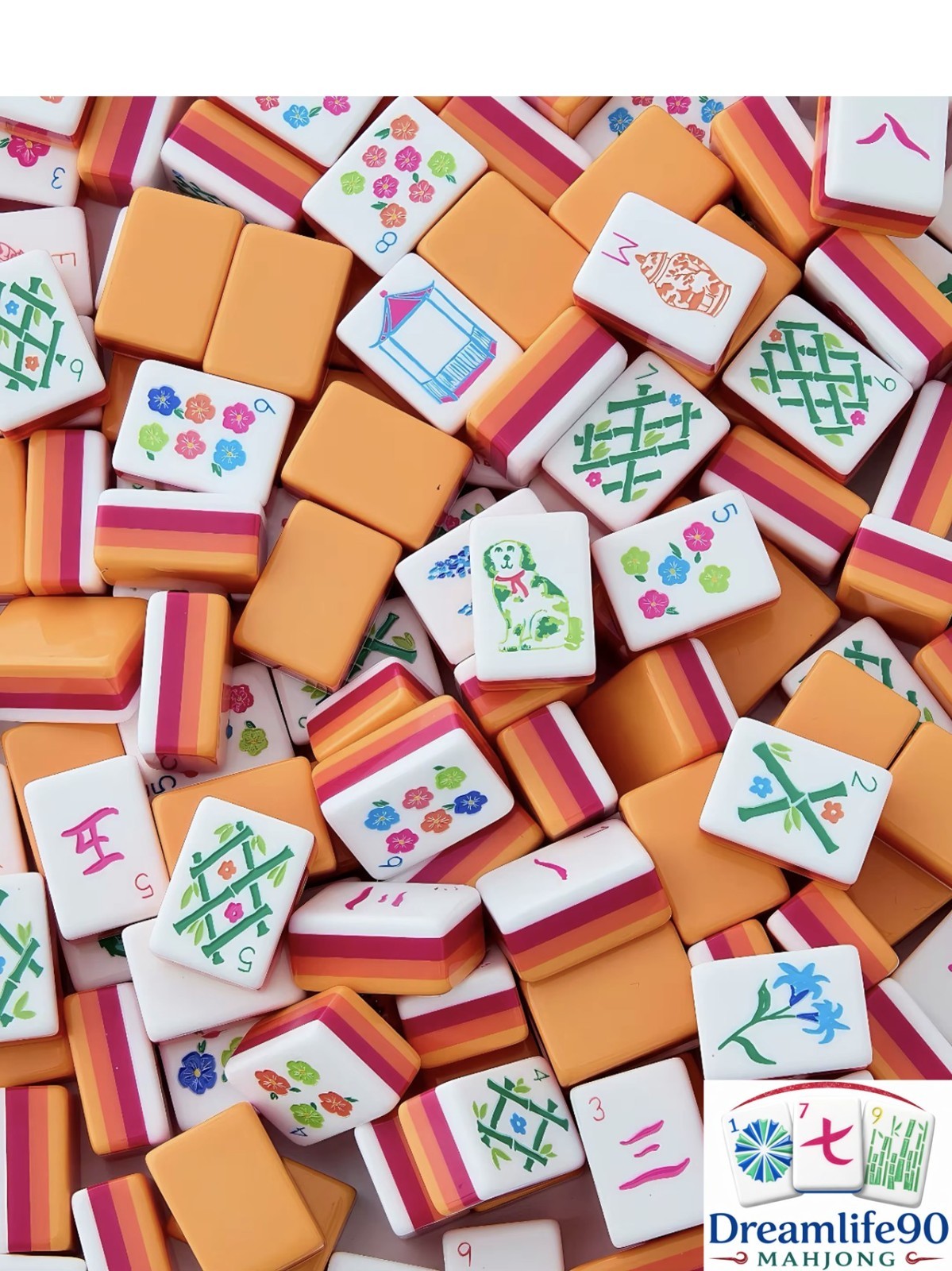 ORANGE PUPPY 4 Layer Acrylic Mahjong Tiles – American Set 160 Tiles US SELLER!