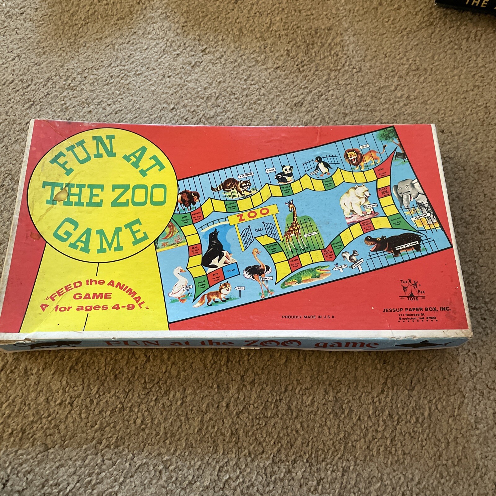 1950’s-60’s Jessup Paper Box Brookston, Indiana Fun At The Zoo Vintage Game 438
