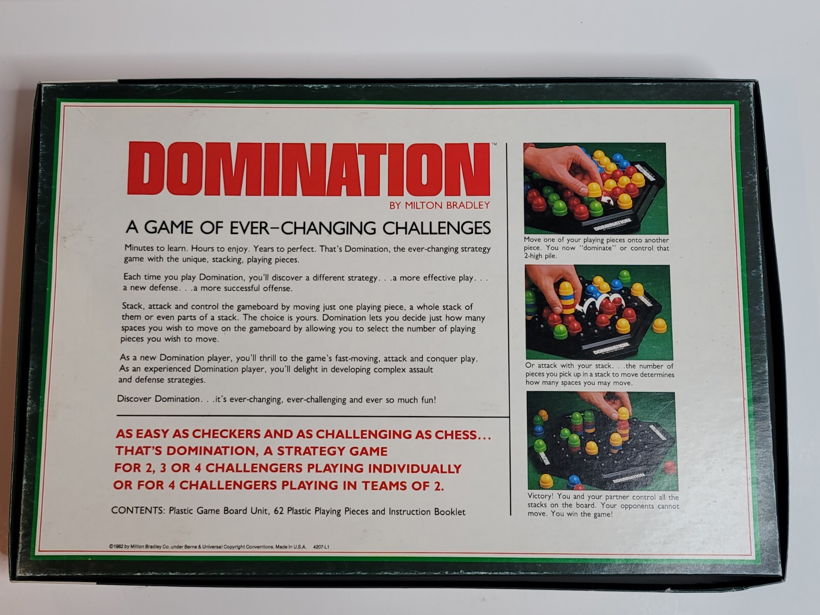 Vintage 1982 DOMINATION Board Game – Milton Bradley Battleship Risk Military OOP