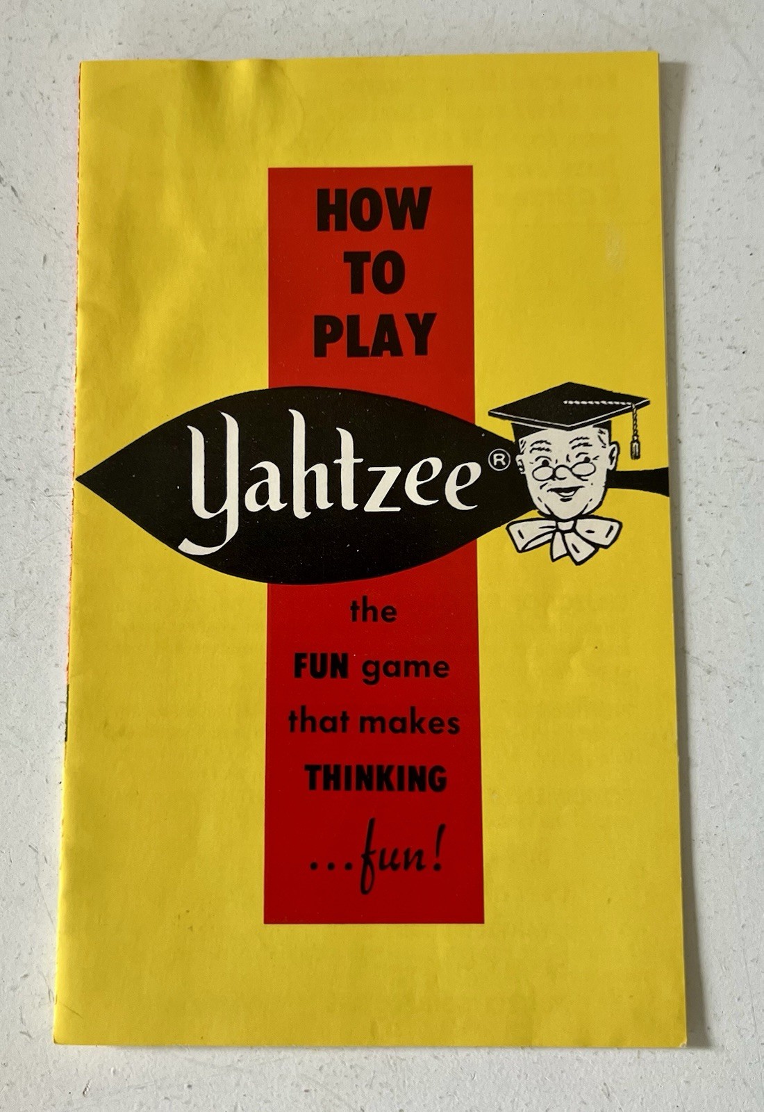 Vintage 1956 Yahtzee Complete E.S. Lowe Dice Game w Dice Cup Box Manual VG! MCM