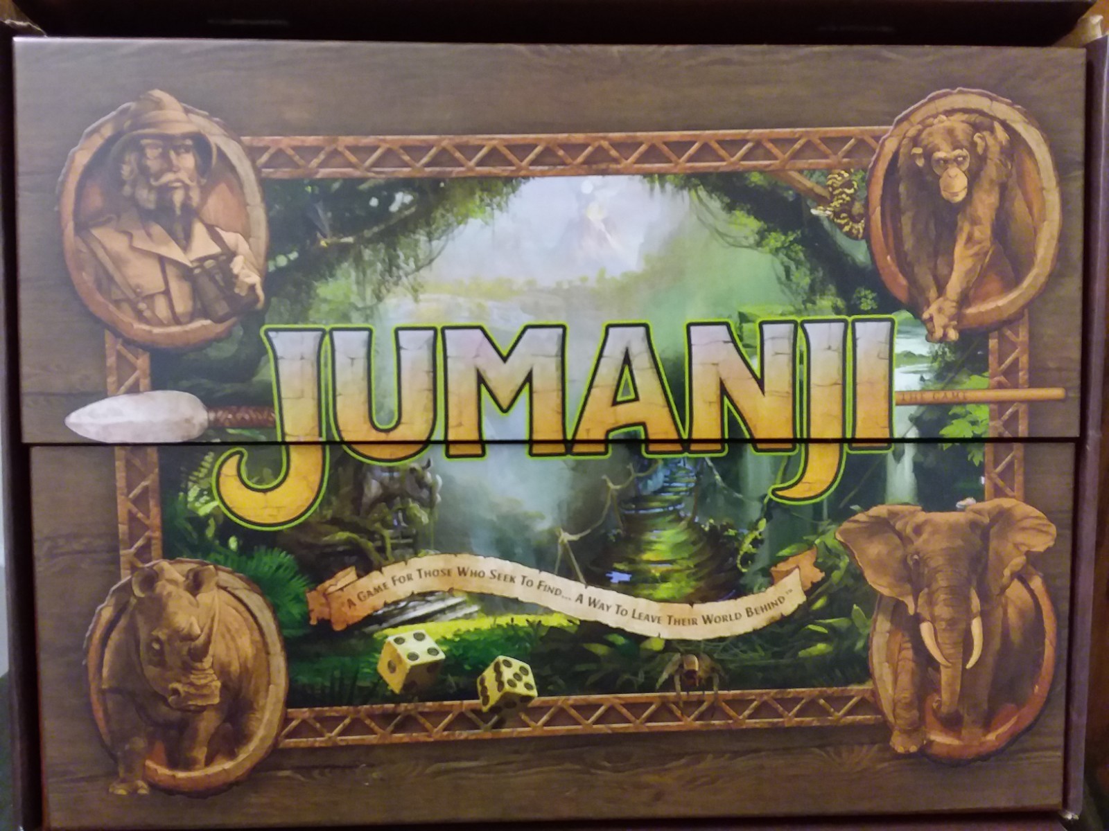 Jumanji the Game Real Wooden Box Edition of the Classic Adventure Board Game