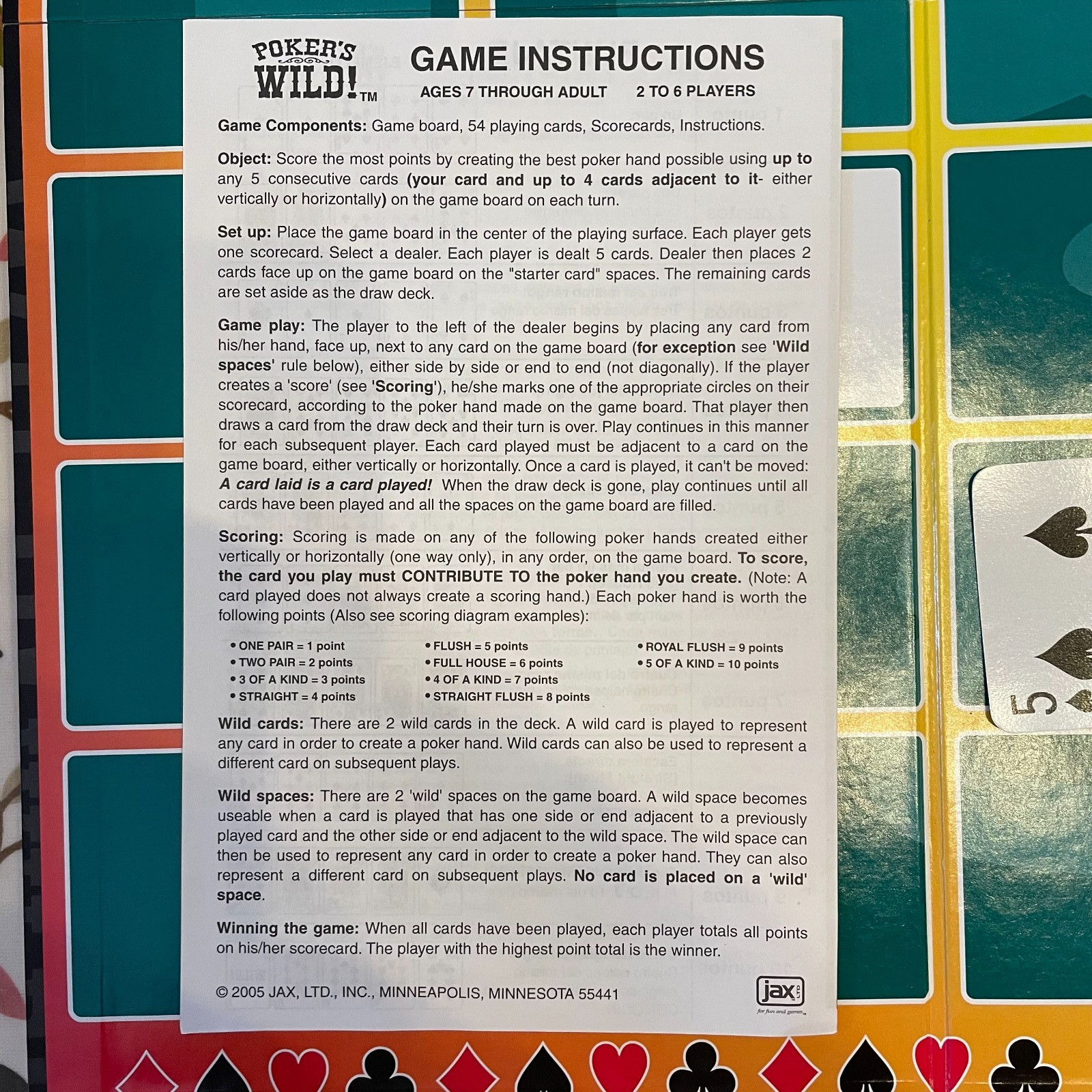 Pokers Wild Family Game Jax Ltd Card Board Game Complete Great Condition