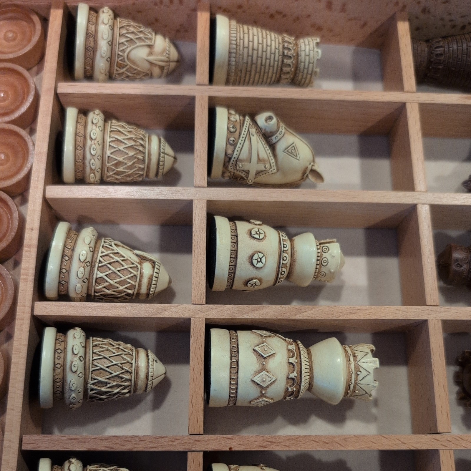 Medieval Chess Set – Wooden Board w/ Polystone Pieces Branded BushMills Whiskey