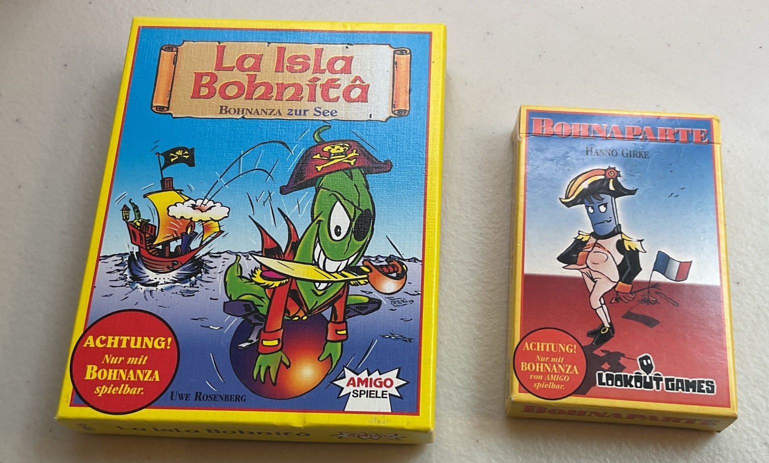 Vintage – Bohnaparte (NEW) & LA ISLAND BOHNITA – Expansions For BOHNANZA – VG+