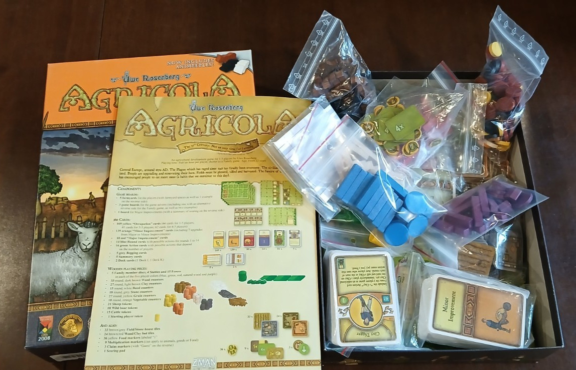 Z-Man Games Agricola Board Game 2007 w/Animeeples Pre-Owned 100% Complete VGUC
