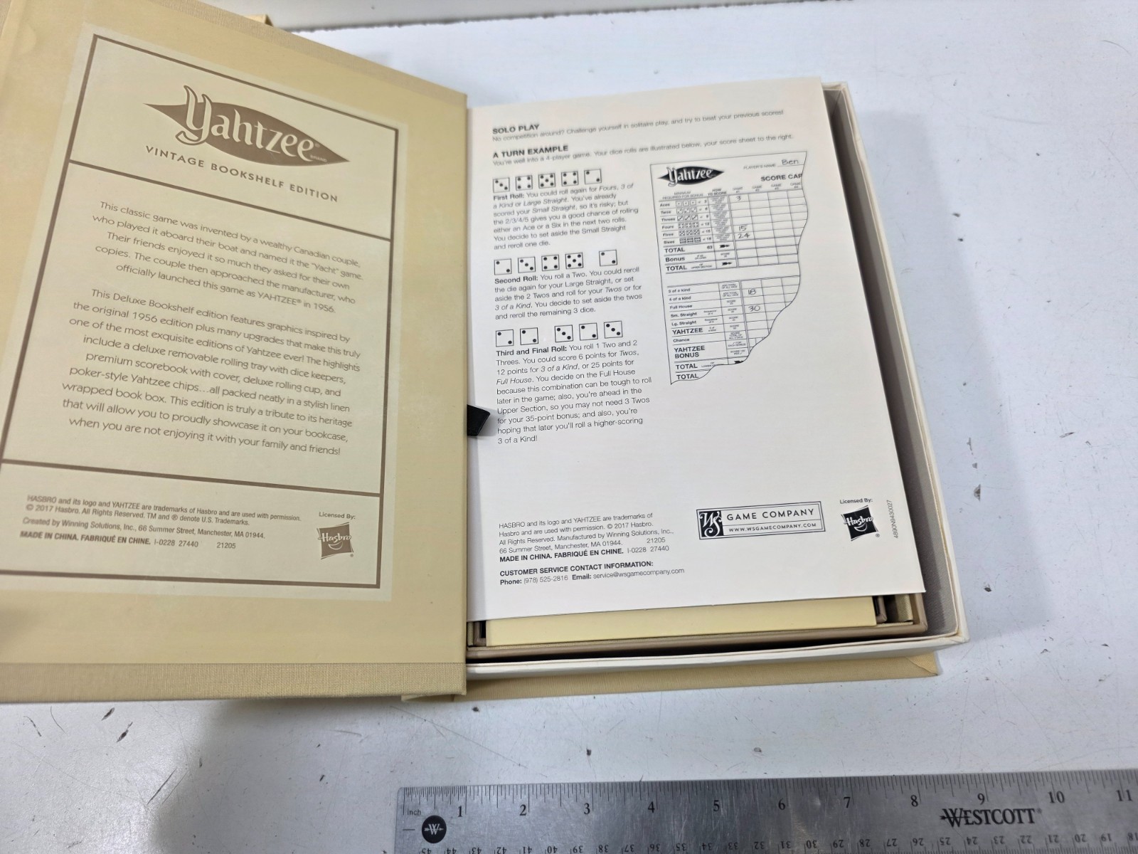 YAHTZEE Vintage Bookshelf Edition Company Deluxe Dice Game