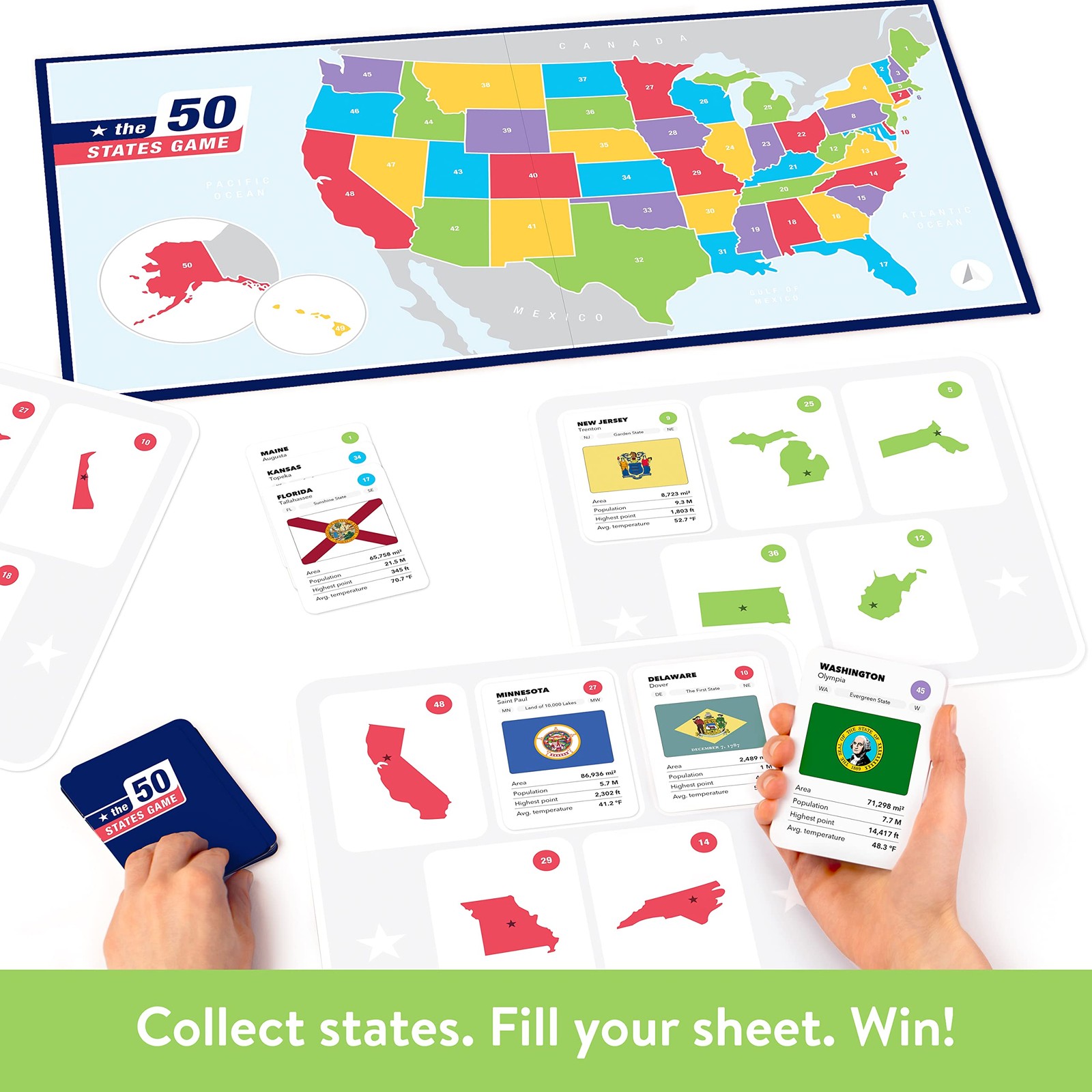 The 50 States Game – US Geography Board Game – Educational Game for Kids & Adult