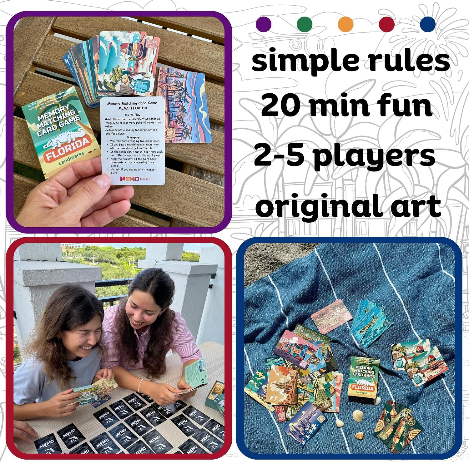 Florida Landmarks Memory Matching Card Game – 50 Cards, Educational & Fun Family