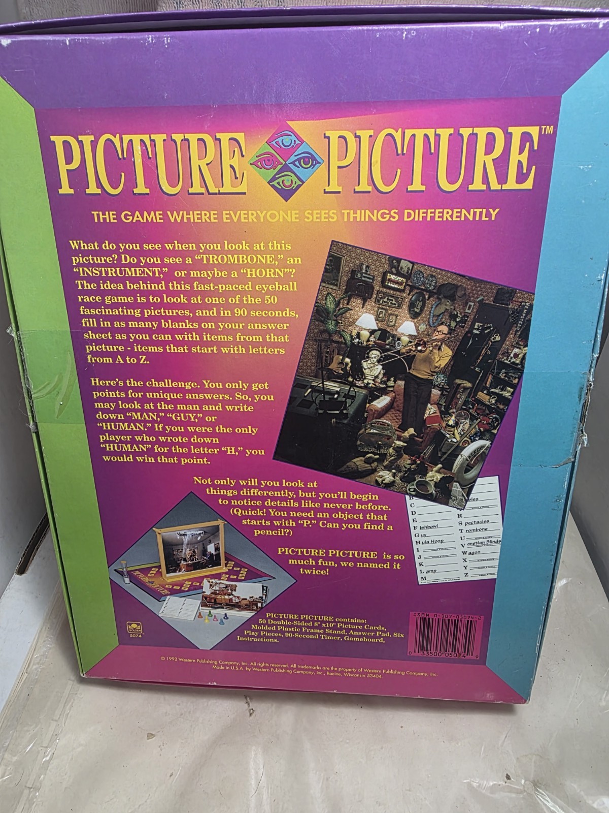 1992 Western Publishing/Golden”Picture Picture” Multi Player Board Game/Complete