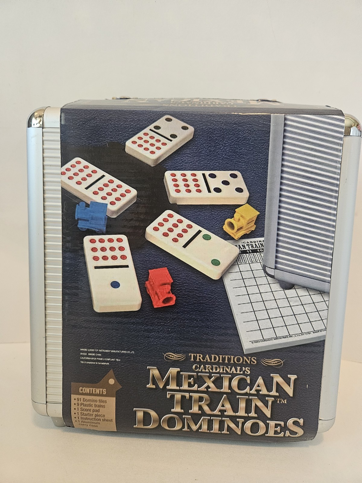 Traditions Cardinals Mexican Train Dominoes Game in Aluminum Carry Case