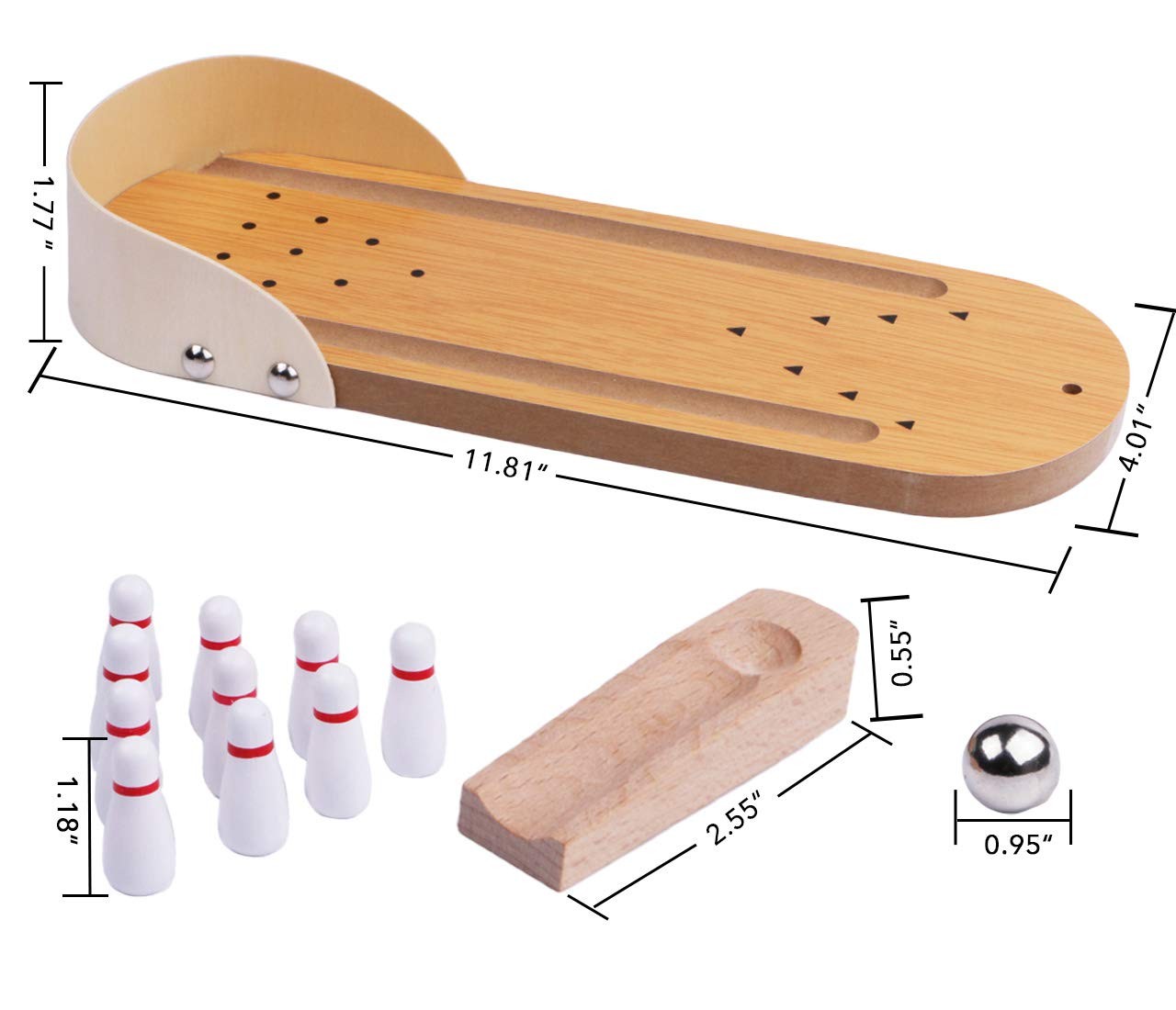 Table Top Mini Bowling Game Set Tabletop Wooden Board Mini Arcade Desktop Tiny