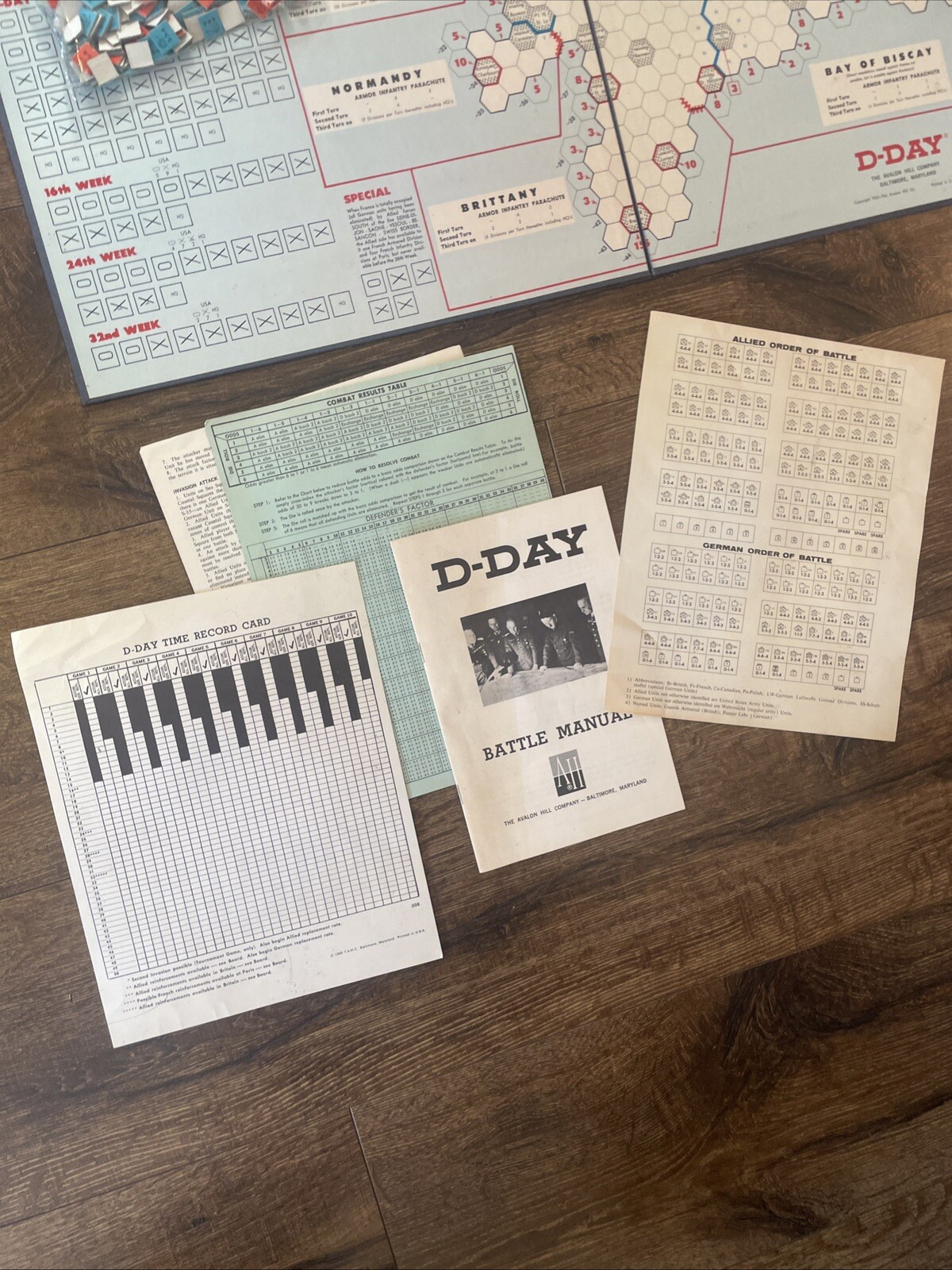 1961 D-Day World War II Invasion Board Game #508 Avalon Hill WWII Tactics II