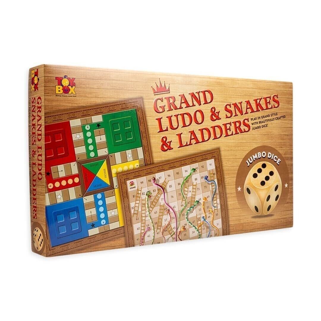 Grand Ludo and Snakes & Ladders Board Game with Jumbo Size Wooden Dice