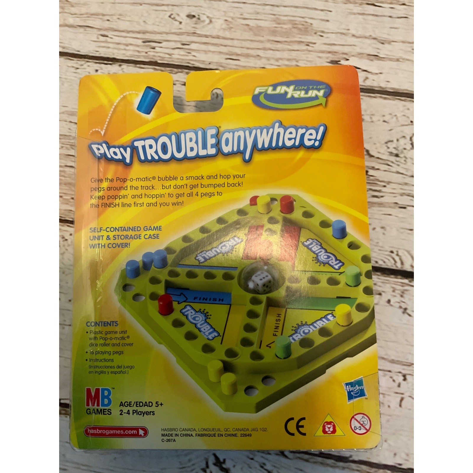 Hasbro Fun on the Run Trouble Board Game Travel Size Pop-O-Matic Ages 5+ New