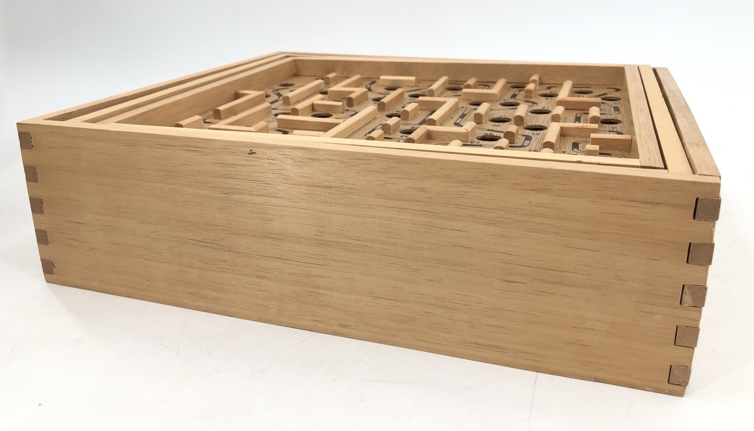 Vtg 80s Labyrinth Wooden Steel Ball Marble Tilting Maze Puzzle Game Roll-A-Maze