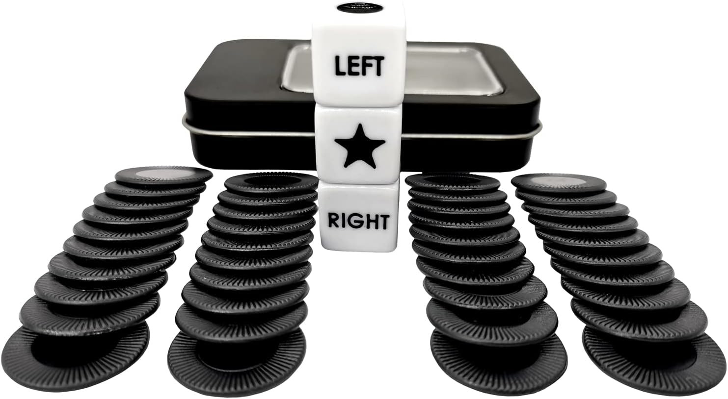 Left Right Center Dice Game Prime Set with 3 Dices + 40 Chips.Left on The Produc