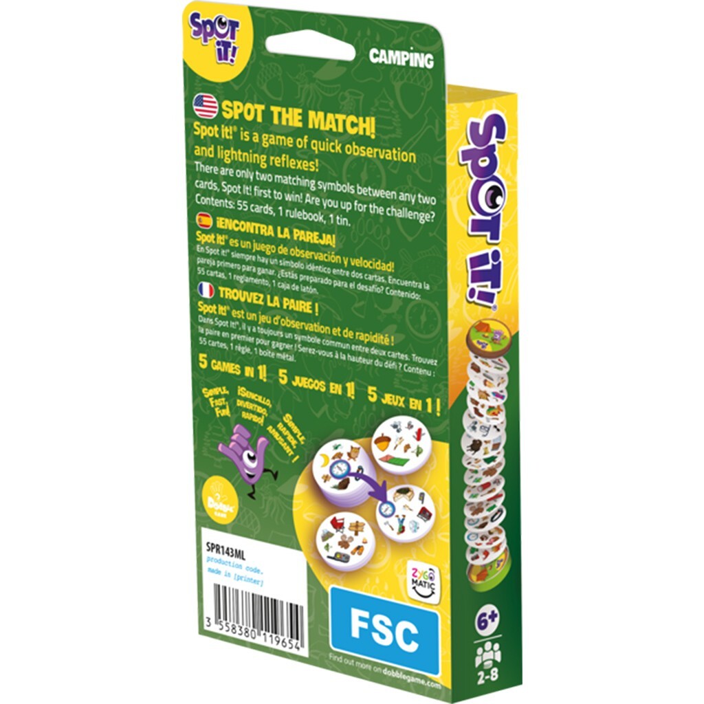 Spot It! Camping Eco-Blister Family Card Game Asmodee Zygomatic Matching Party