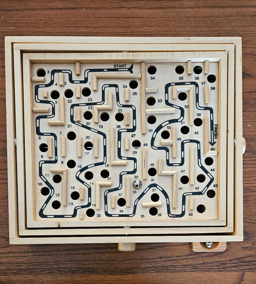 STERLING Games Large Wooden Labyrinth 13.5 x 13 Marble Ball Tilt Maze Wood
