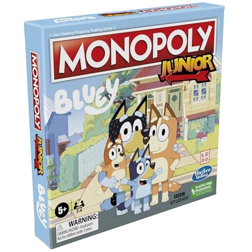 Hasbro Gaming Monopoly Junior Bluey Edition 10.51 x 13.11 x 0.1 inches, Blue