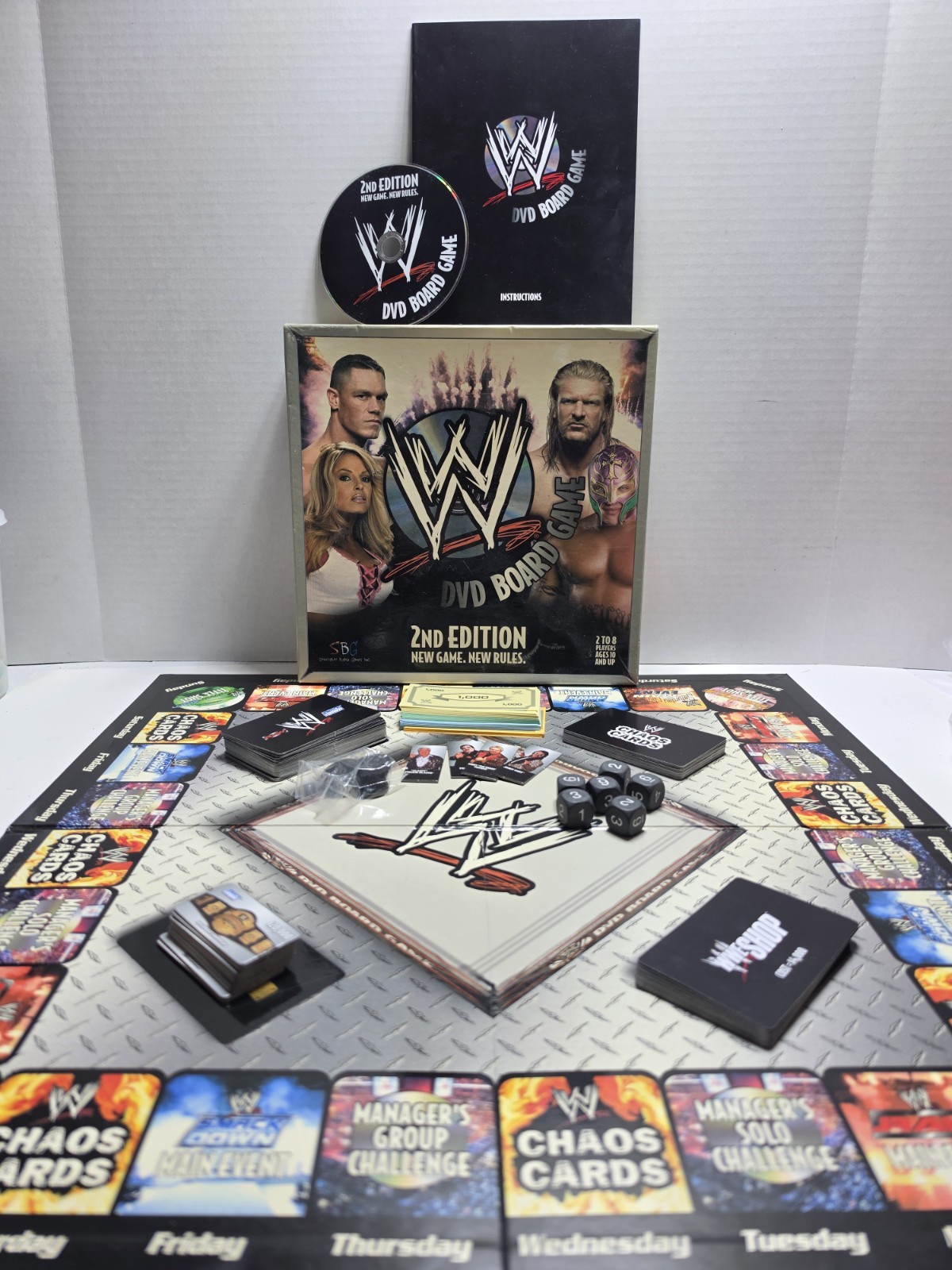 WWE DVD Board Game 2nd Edition Wrestling Raw Smackdown w/ Cards 2006 Complete