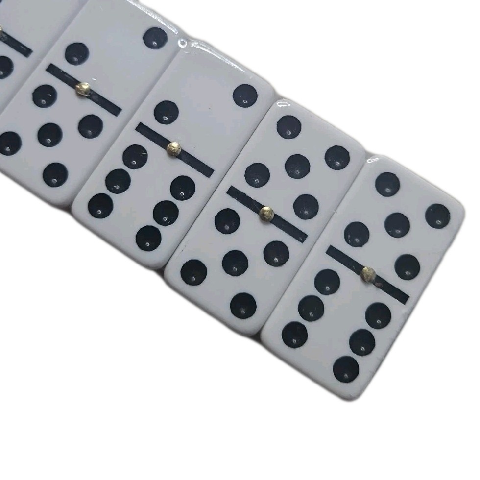 DOUBLE SIX BIG DOMINOES PUERTO RICO FLAG WITH WOODEN CASE DOBLE 6