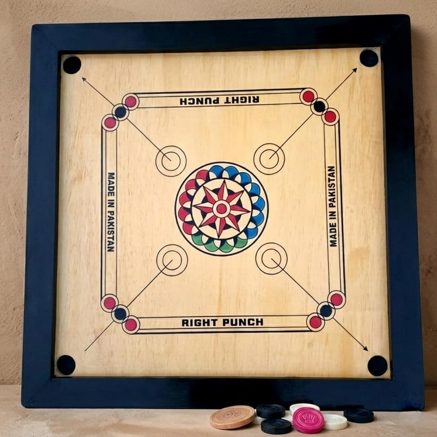 High-Quality Wooden Carrom Board with Polished Frame | Smooth Play Surface 27″