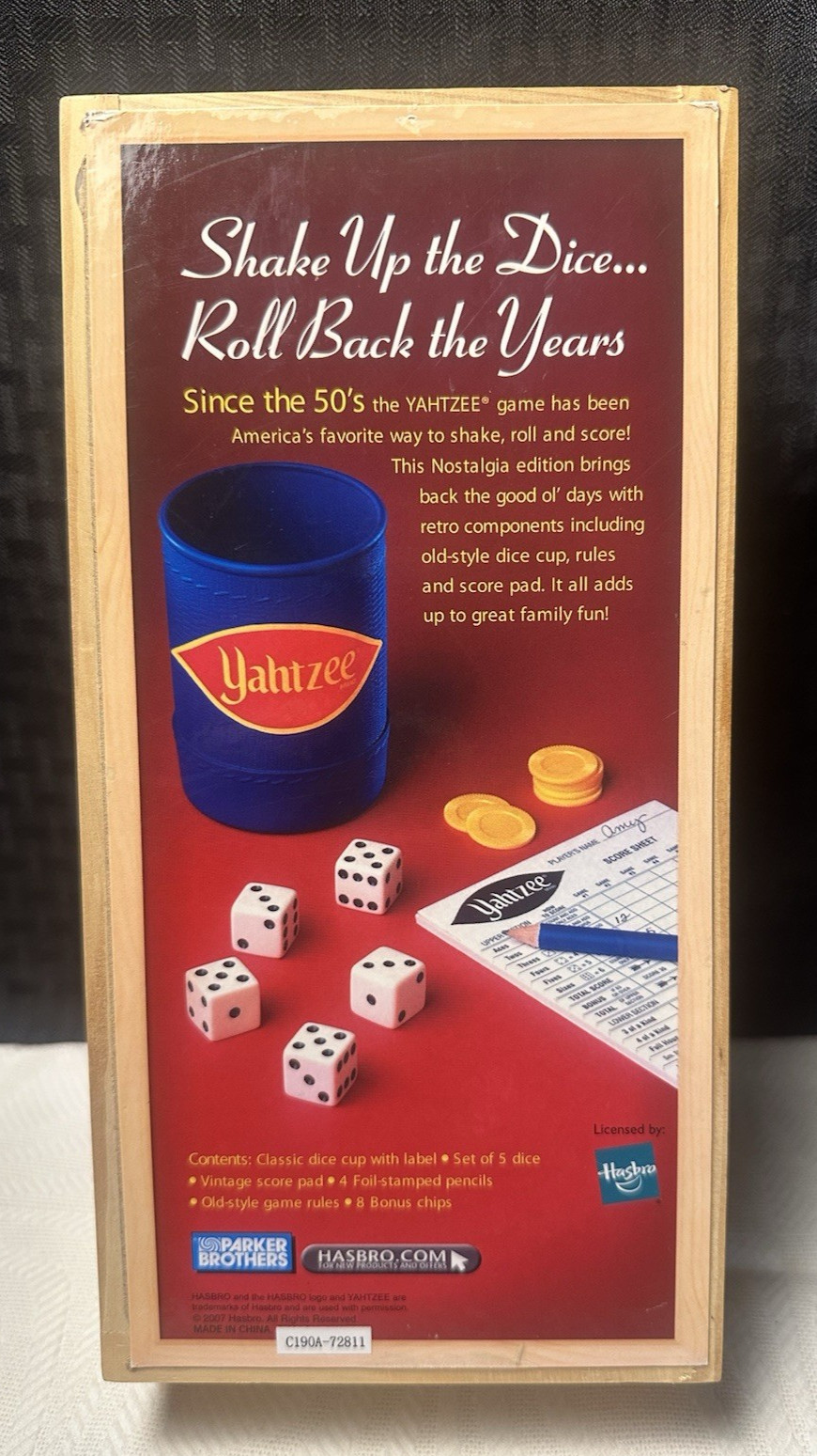 Yahtzee Nostalgia Games Series 2007 Wood Box Hasbro Parker Brotherse Brand New
