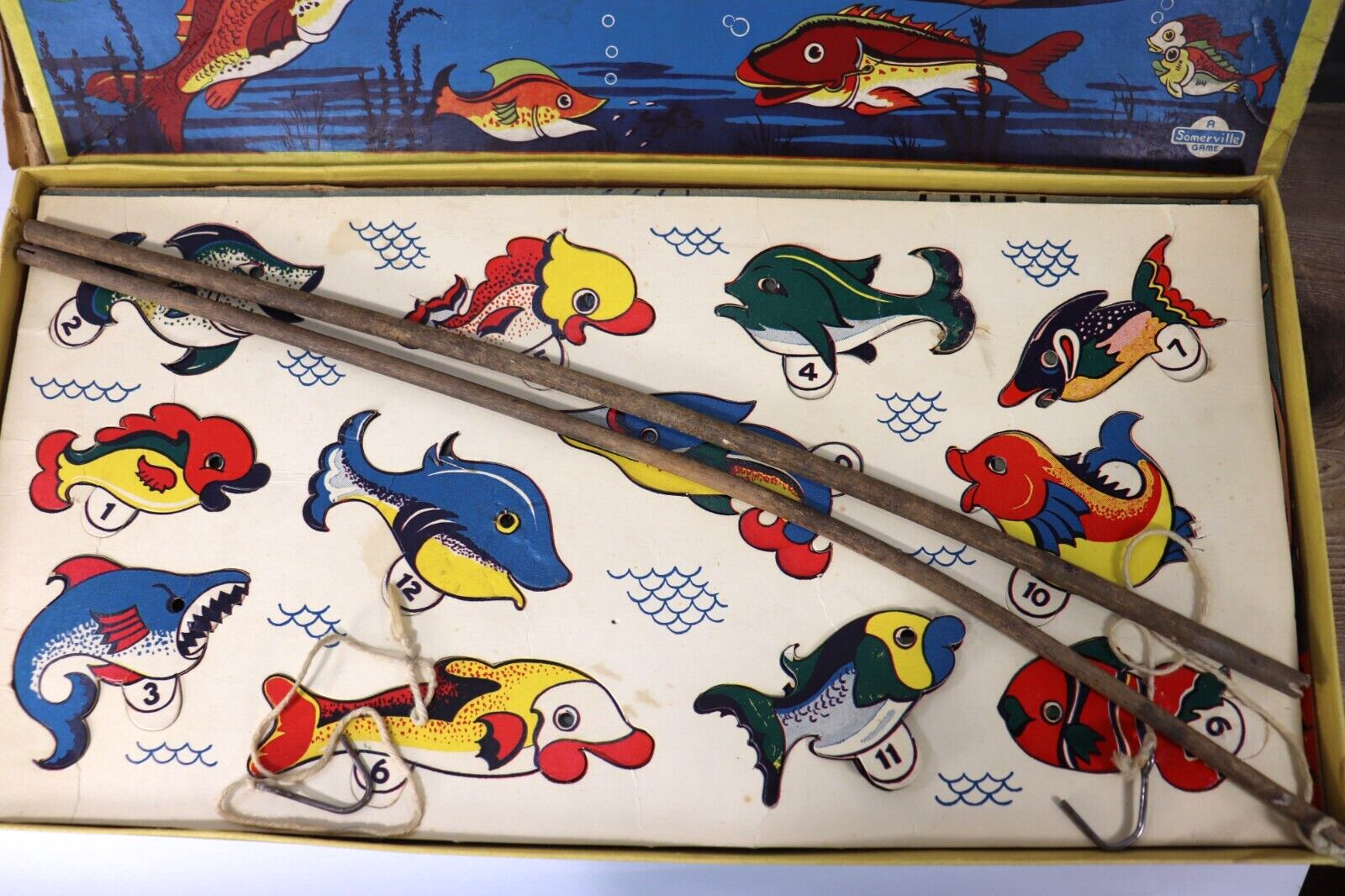 RARE Vintage FISH POND A Somerville Game 1950s/60s Children Fishing Game E4