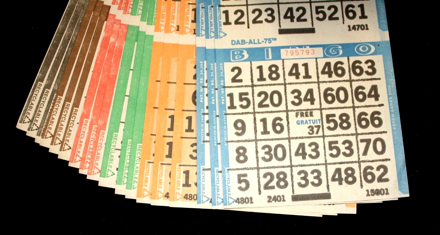 BINGO PAPER Cards sheets 3 on 18 Blue Bdr Special (read listing) – 10 pack
